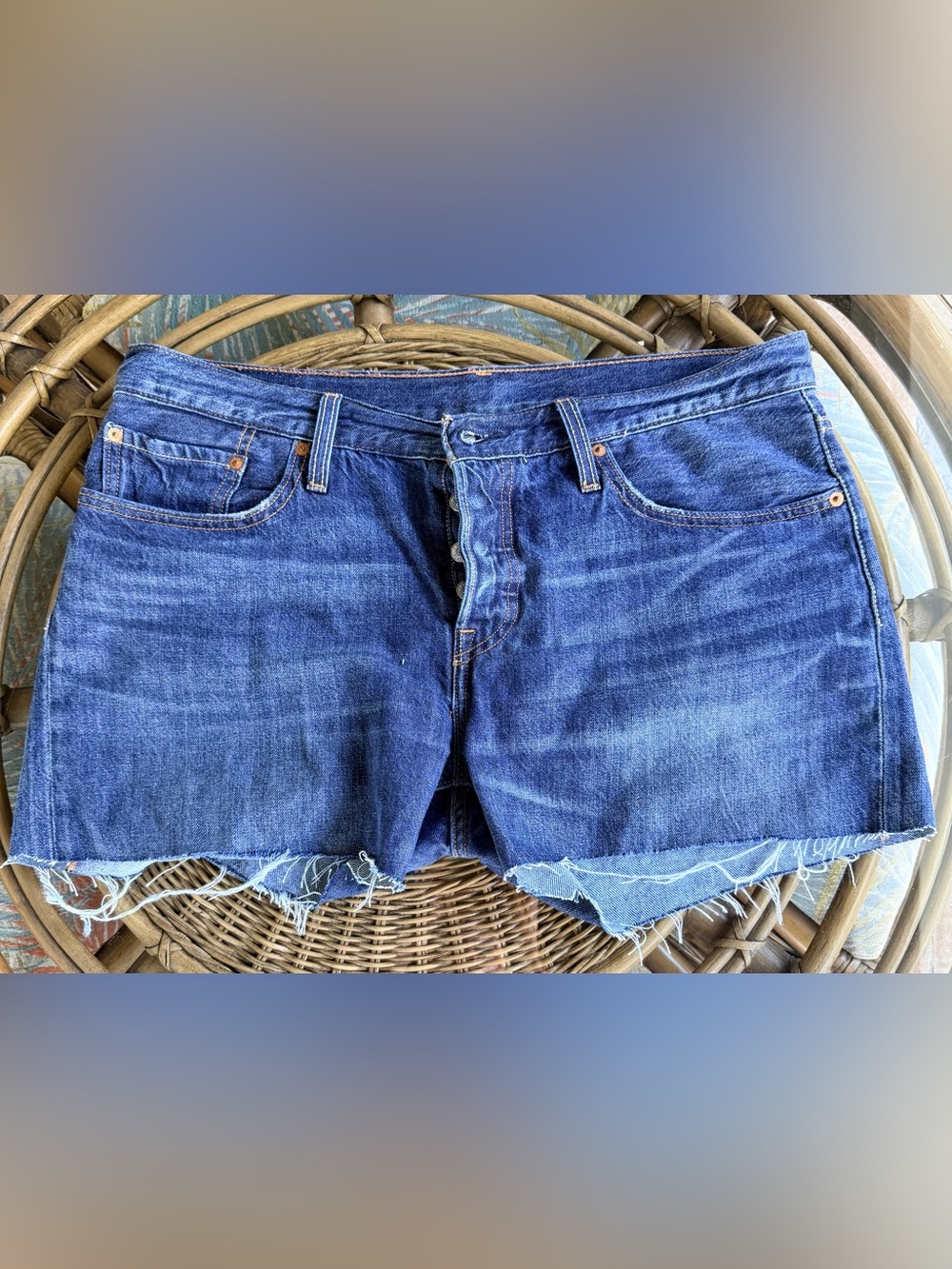Levi's Dark Indigo Denim Jean Cutoff Shorts